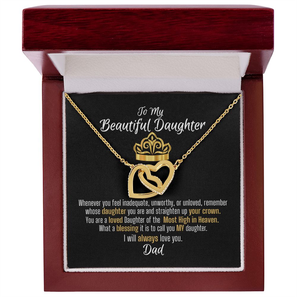 To daughter from dad - 18k yellow gold filled Interlocking Heart Necklace