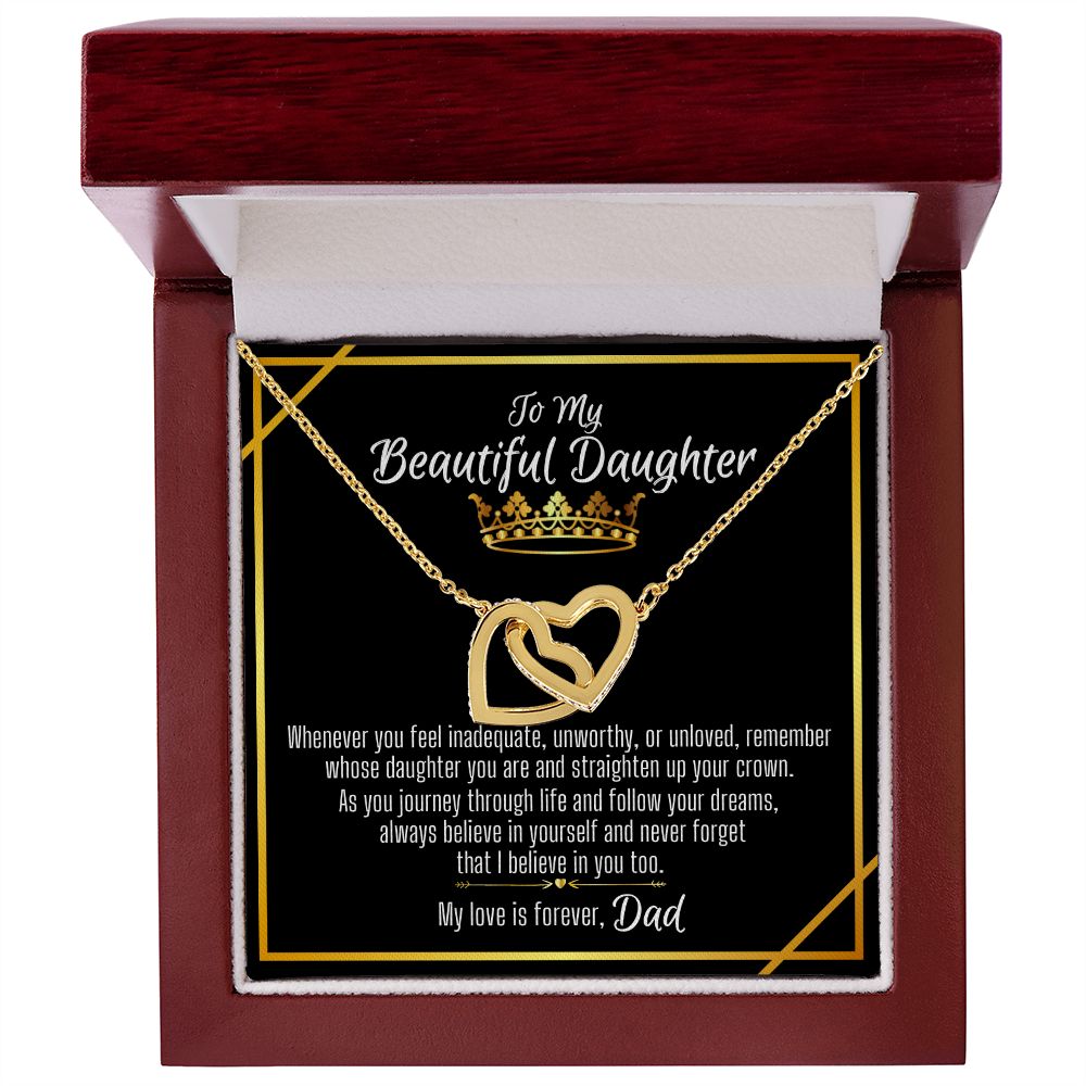 To Daughter From Dad Interlocking Hearts Necklace - Believe Crown