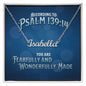 Name Necklace With Bible Verse Jewelry Message Card. Card features Bible verse Psalm 139:14 -Fearfully and Wonderfully Made. Stainless Steel Custom Name Necklace.