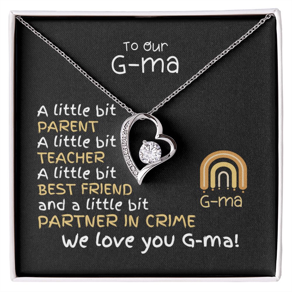 To G-ma From Grandkids - Forever Love Necklace -A Little Bit Message Card