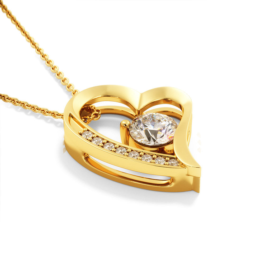 My Beautiful Daughter Christmas Card And Cubic Zirconia Heart Necklace and Gift Box