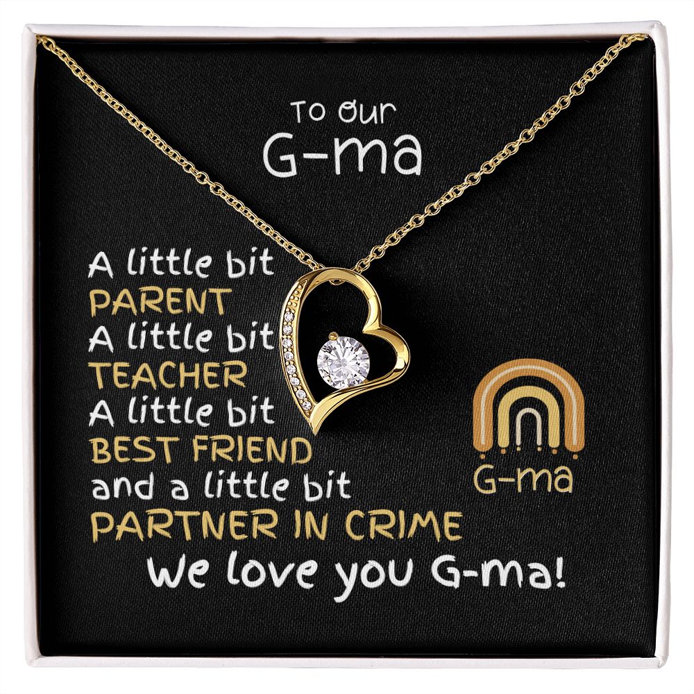 To G-ma From Grandkids - Forever Love Necklace -A Little Bit Message Card