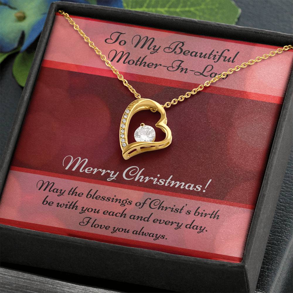 Christmas Card and Cubic Zirconia Necklace For Mother-In-Law