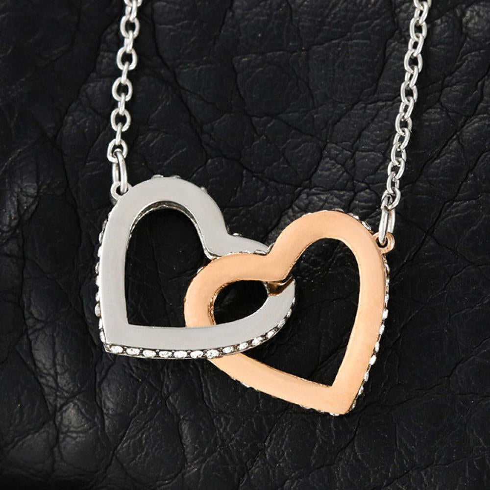 To My Fiancée - Interlocked Hearts Necklace With Valentine's First Time I Met You Message Card