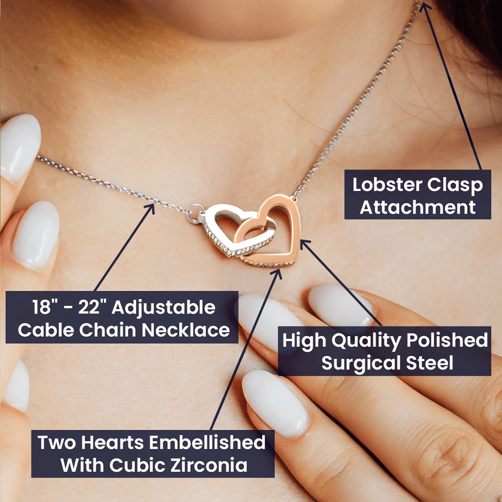 To Wife - Interlocked Hearts Necklace With Valentine's First Time I Met You Message Card