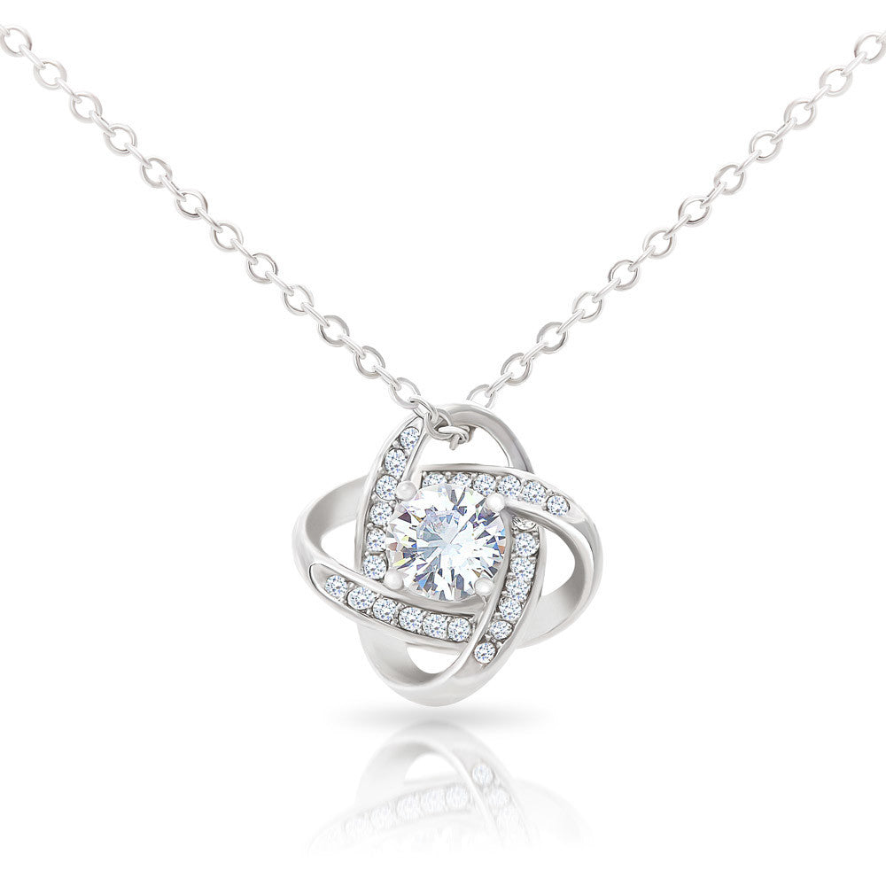 To Fiancée - Love Knot Necklace With Valentine's First Time I Met You Message Card