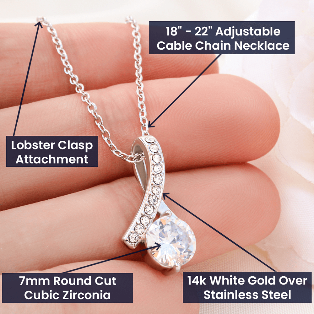 To Wife - Ribbon Shaped Necklace With Valentine's First Time I Met You Message Card
