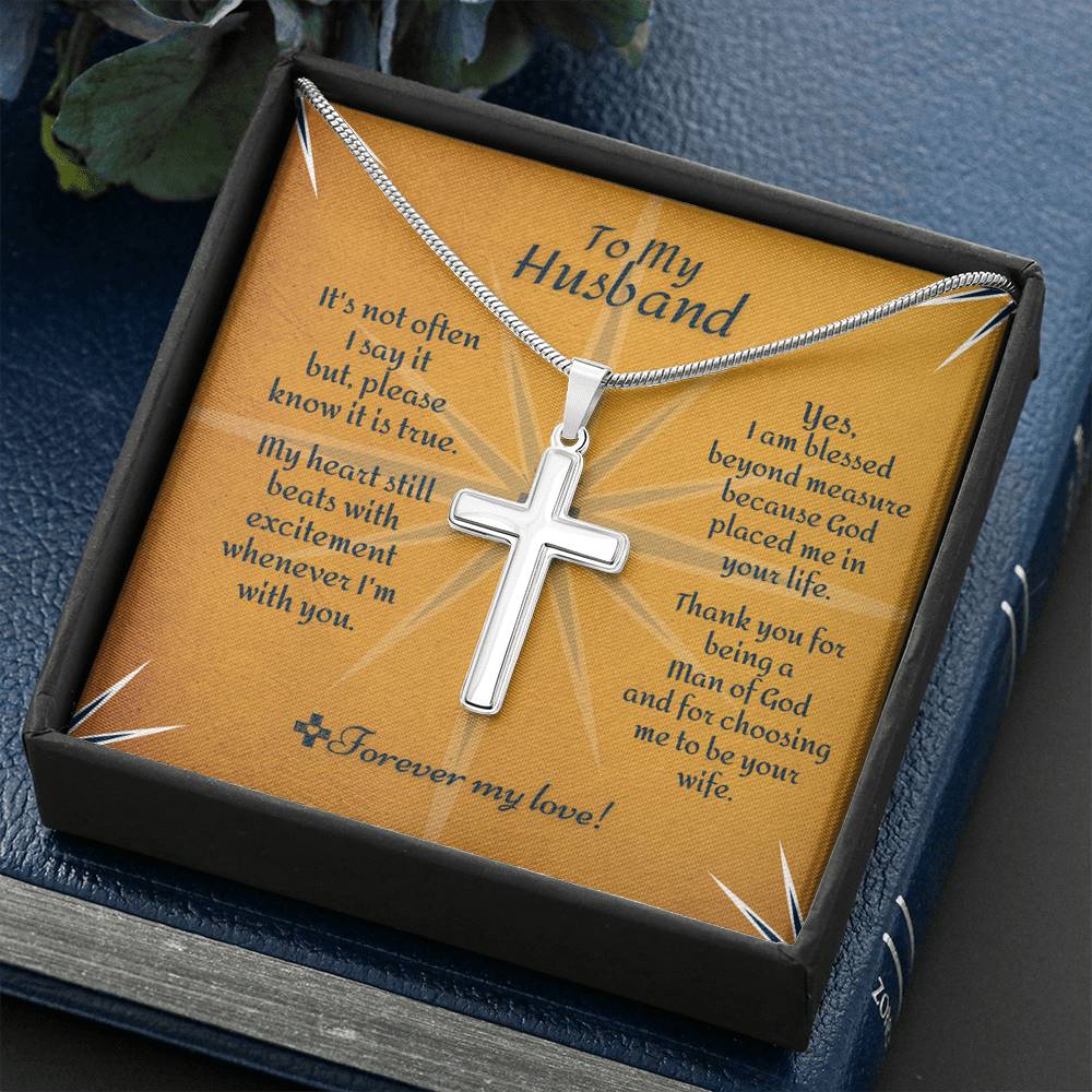 Cross Necklace - To Husband Beyond Measure Message Card