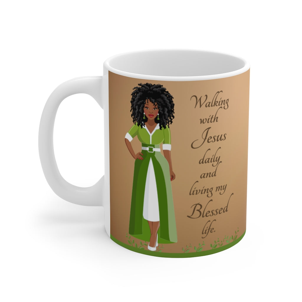 Walking With Jesus Daily - Living My Blessed Life Mug - African American