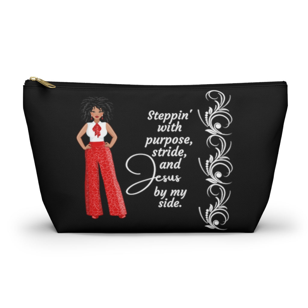 Steppin' With Purpose, Stride And Jesus Accessory Pouch and Cosmetic Bag