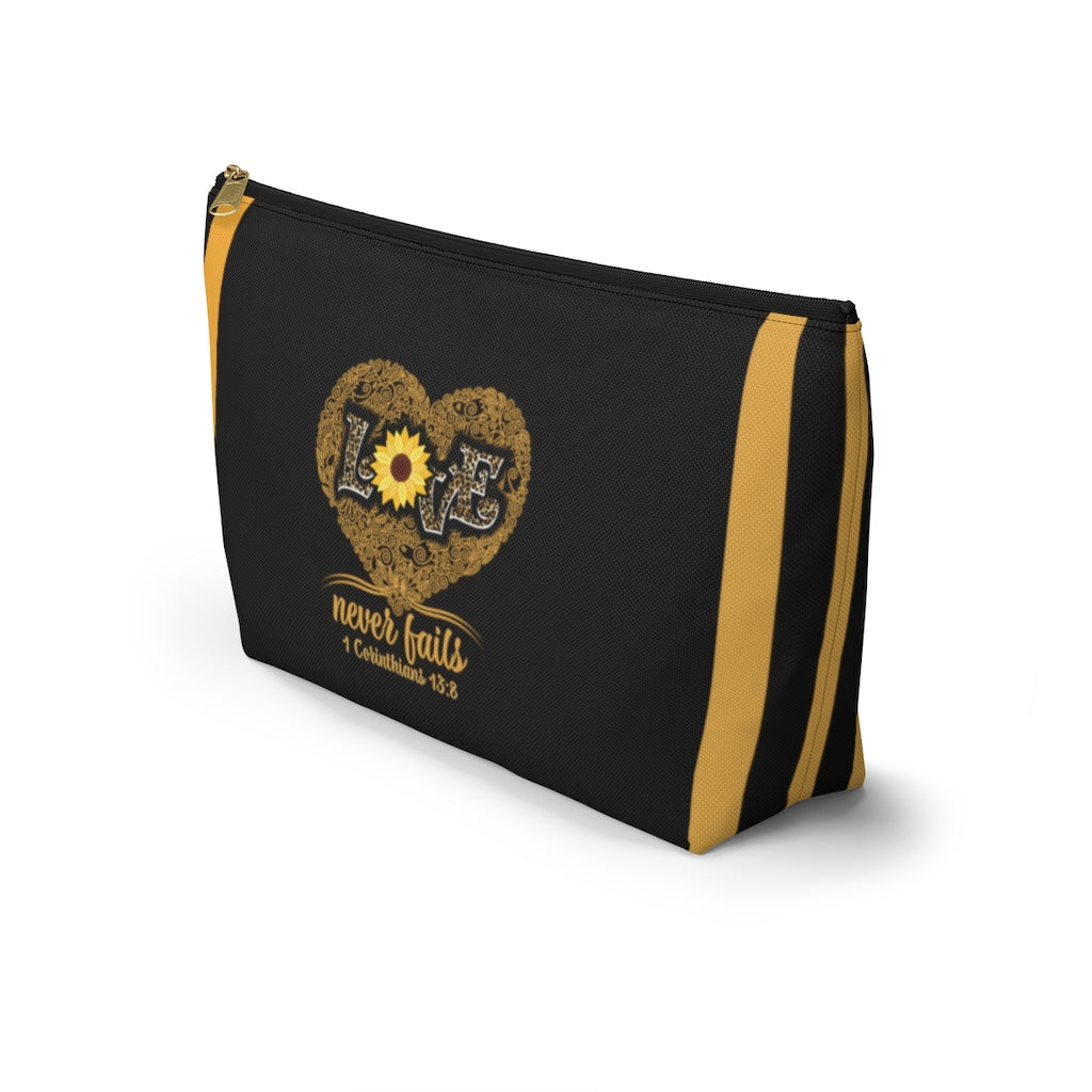 Love Never Fails Leopard Print With Sunflower Cosmetic Accessories Pouch