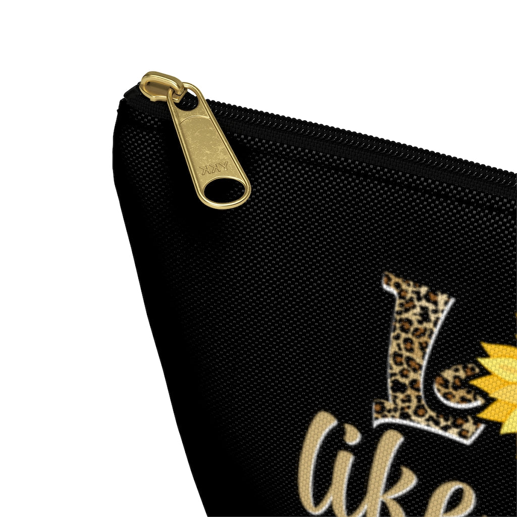 Love Like Jesus Leopard Print With Sunflower Cosmetic Zipper Pouch