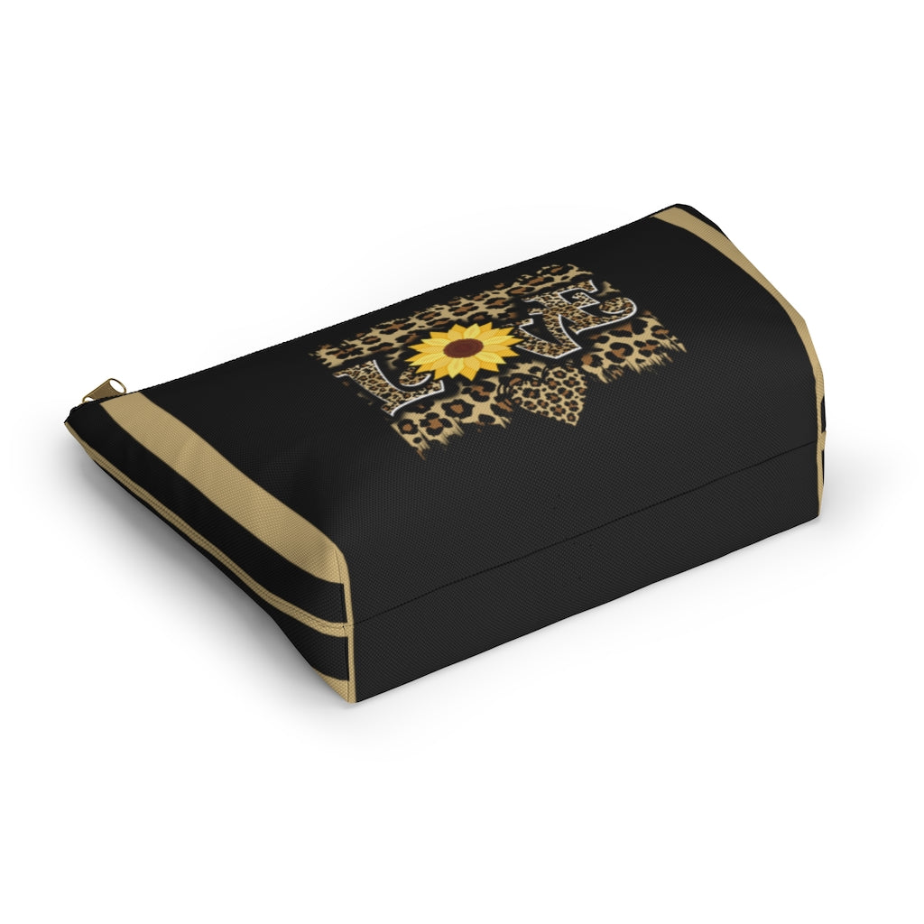 Love Leopard Print and Sunflower Accessory Pouch and Cosmetic Bag