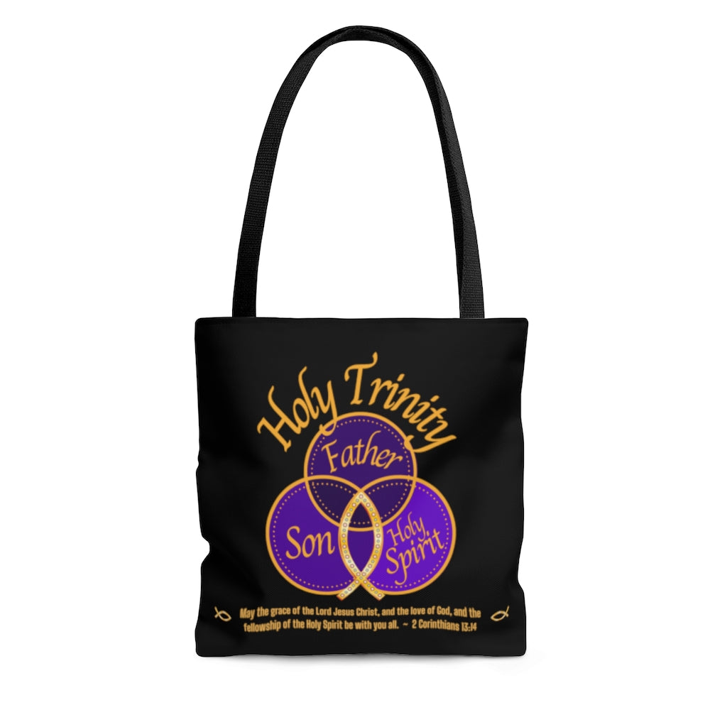 Holy Trinity Tote Bag Christian Life Inspirational Black Handbag