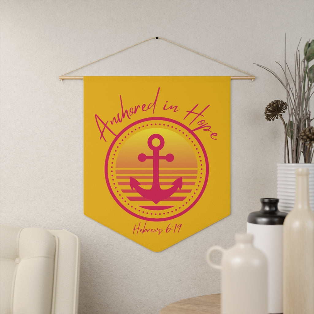 Anchored In Hope Bible Verse Hebrews 6:19 Christian Inspired Pennant Wall Decor