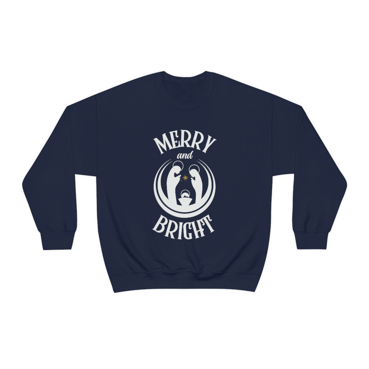 Merry and Bright Nativity Scene Christmas Sweatshirt For Women