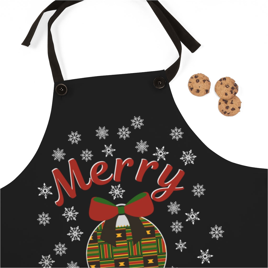 Merry Christmas Kente Ornament With Snow Cooking Apron
