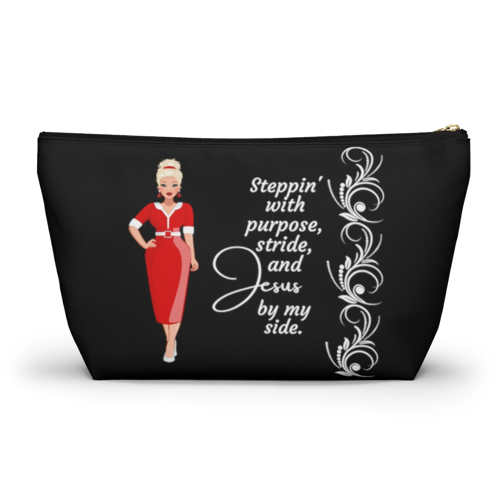 Steppin' With Purpose, Stride And Jesus Cosmetic Pouch or Accessory Bag