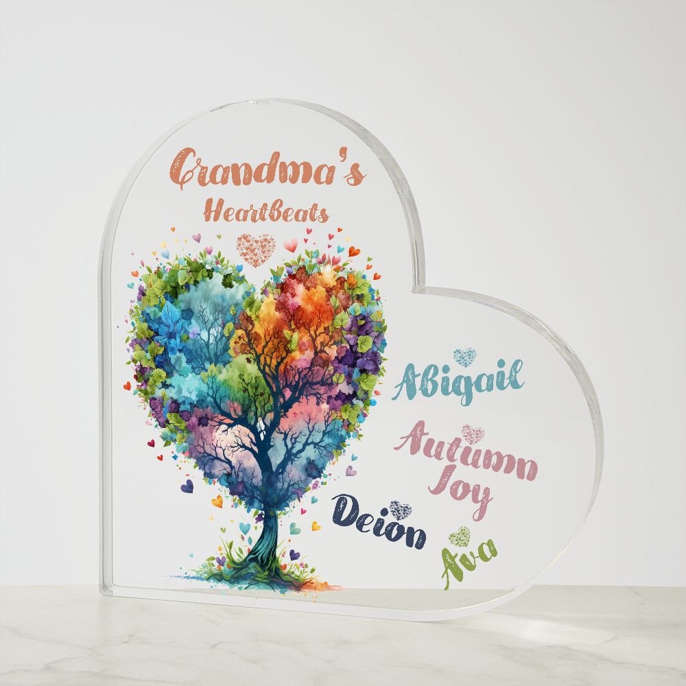 Personalized Grandma's Acrylic Heart Paperweight Keepsake Gift