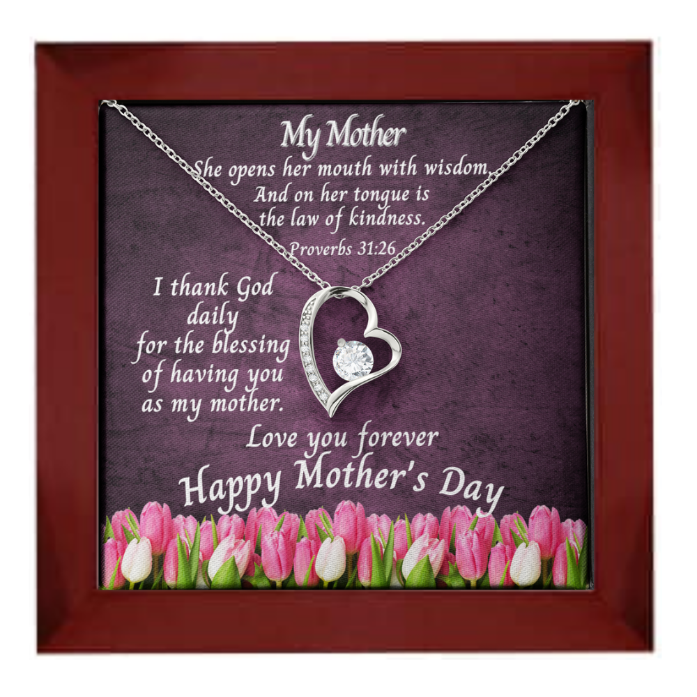 Heart Necklace | My Mother Bible Verse Proverbs 31:26