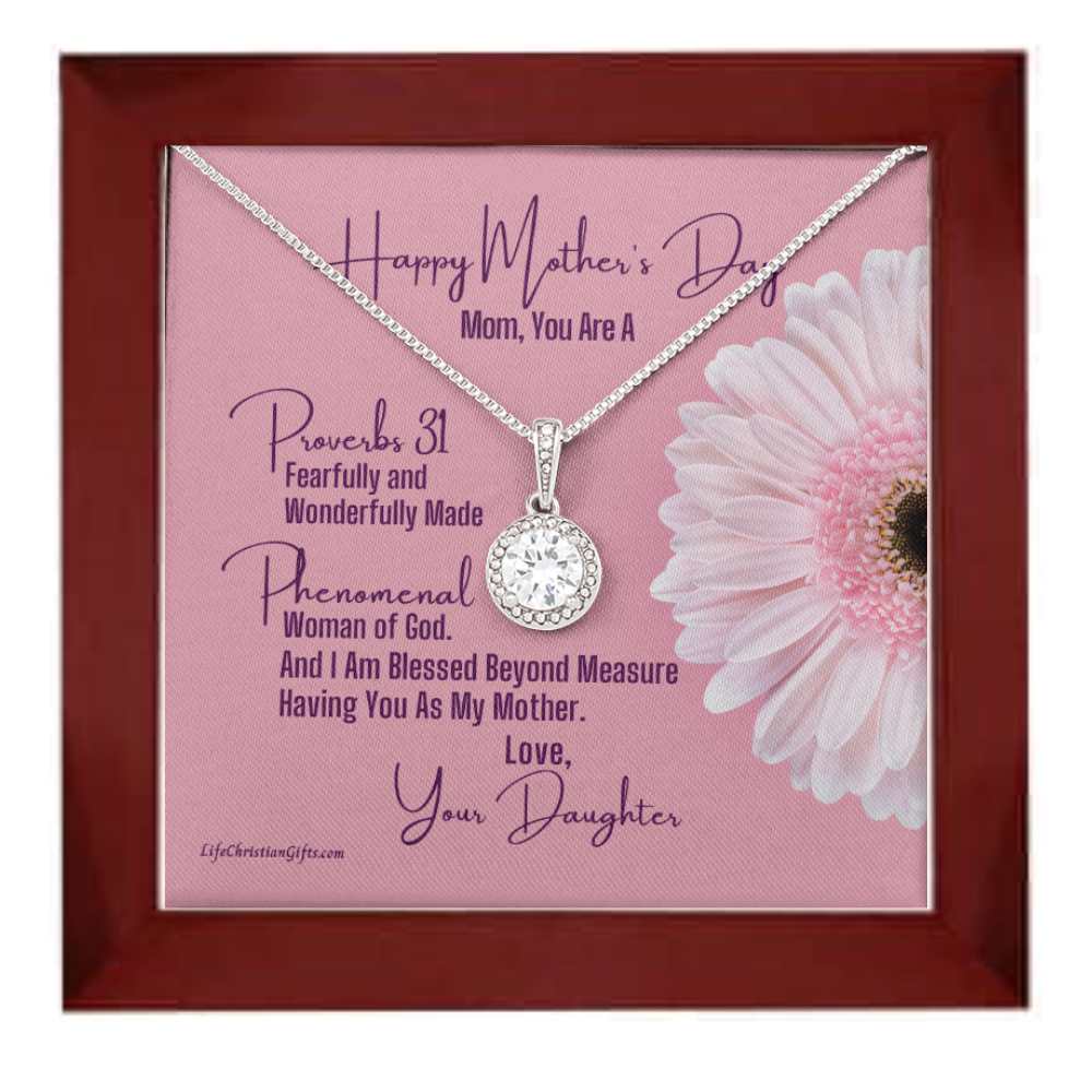 Mother's Day Message Card From Daughter - Eternal Hope Necklace - Proverbs 31