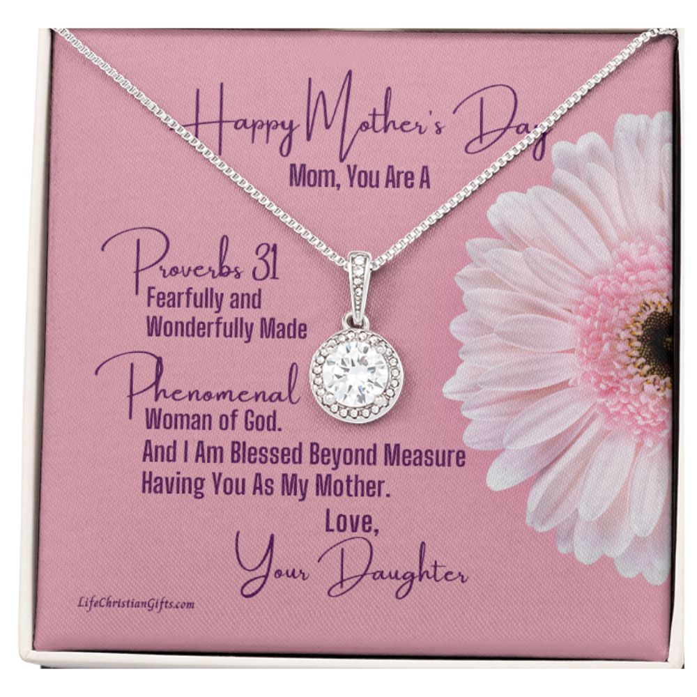 Mother's Day Message Card From Daughter - Eternal Hope Necklace - Proverbs 31