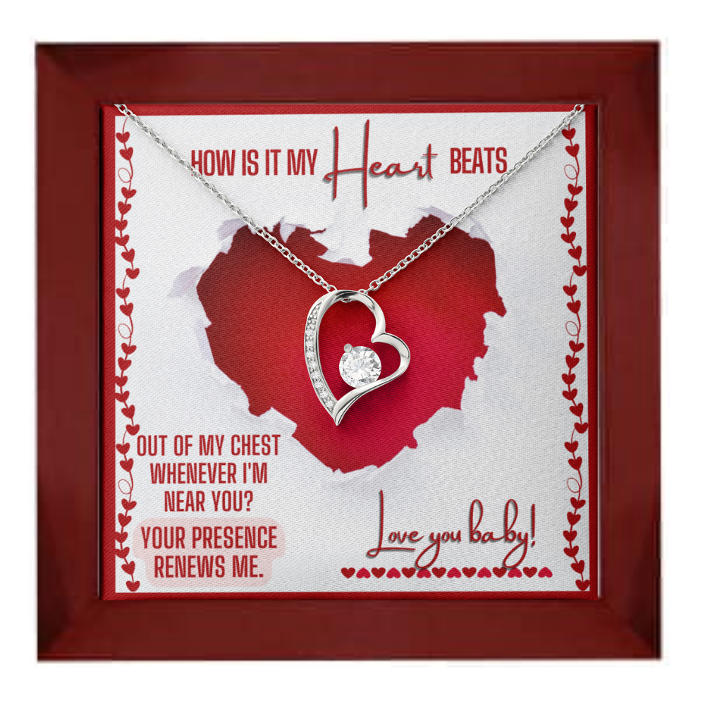 Heart Necklace For The Love Of Your Life - Heart Beats Valentine Message Card