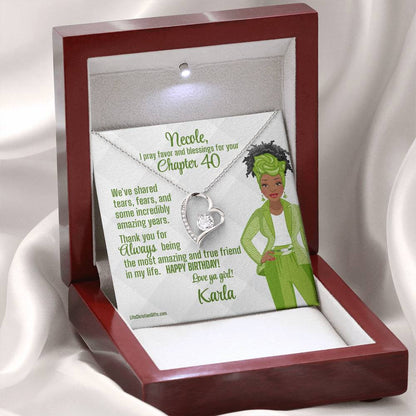 African American Chapter Birthday Card With The Forever Love Necklace