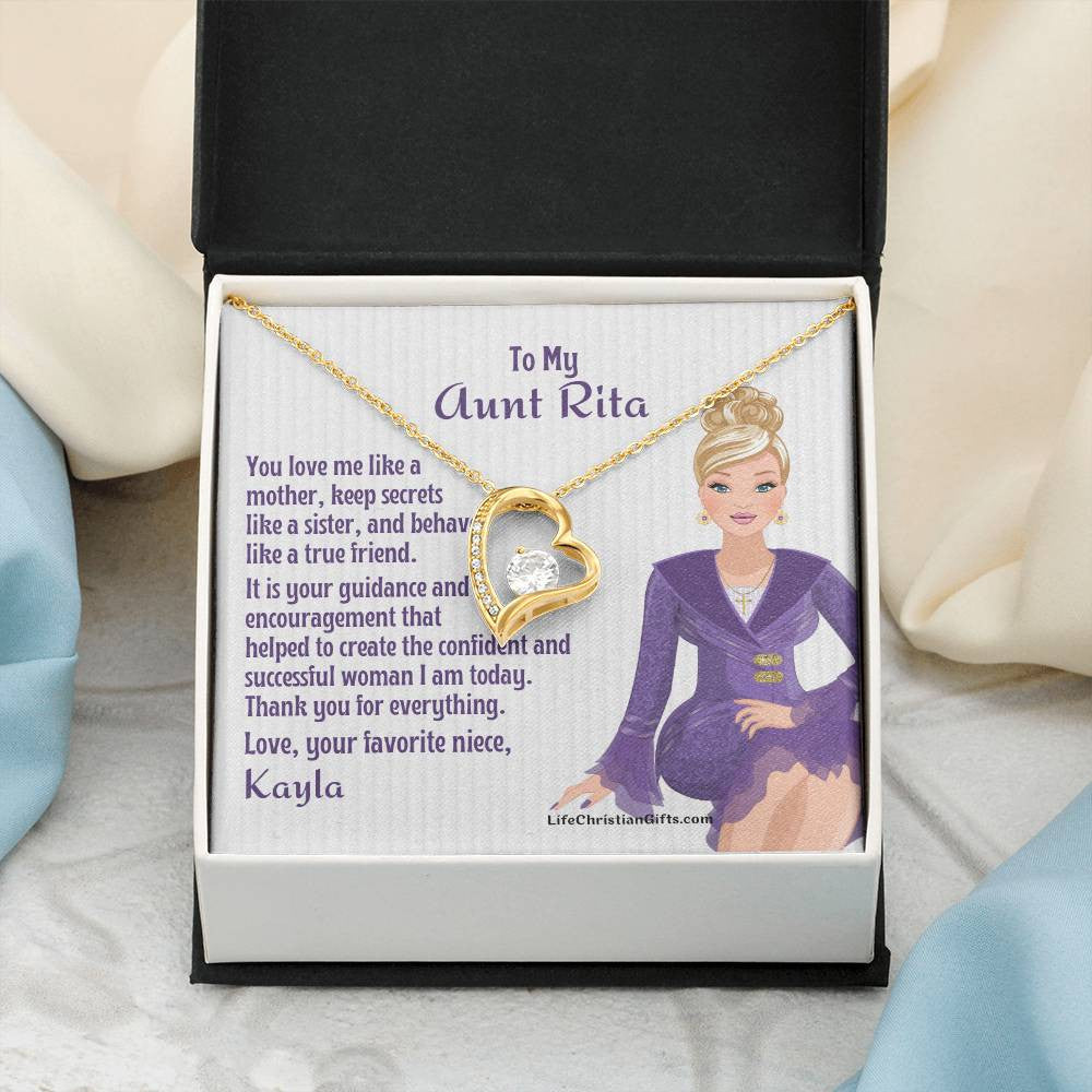 Personalized Auntie Forever Love Necklace Message Card - Love Like Mother - Blonde