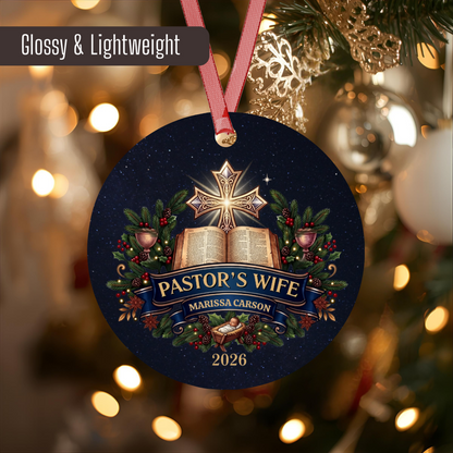 Personalized Christmas Ornament Keepsake Gift For The Pastor's Wife Appreciation, Unique First Lady of Church Congregation