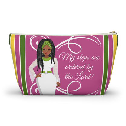 African American Accessory Bag - My Steps Are Ordered By The Lord, Christian Faith Inspired Pouch