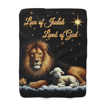 Lion of Judah Lamb of God Sherpa Blanket