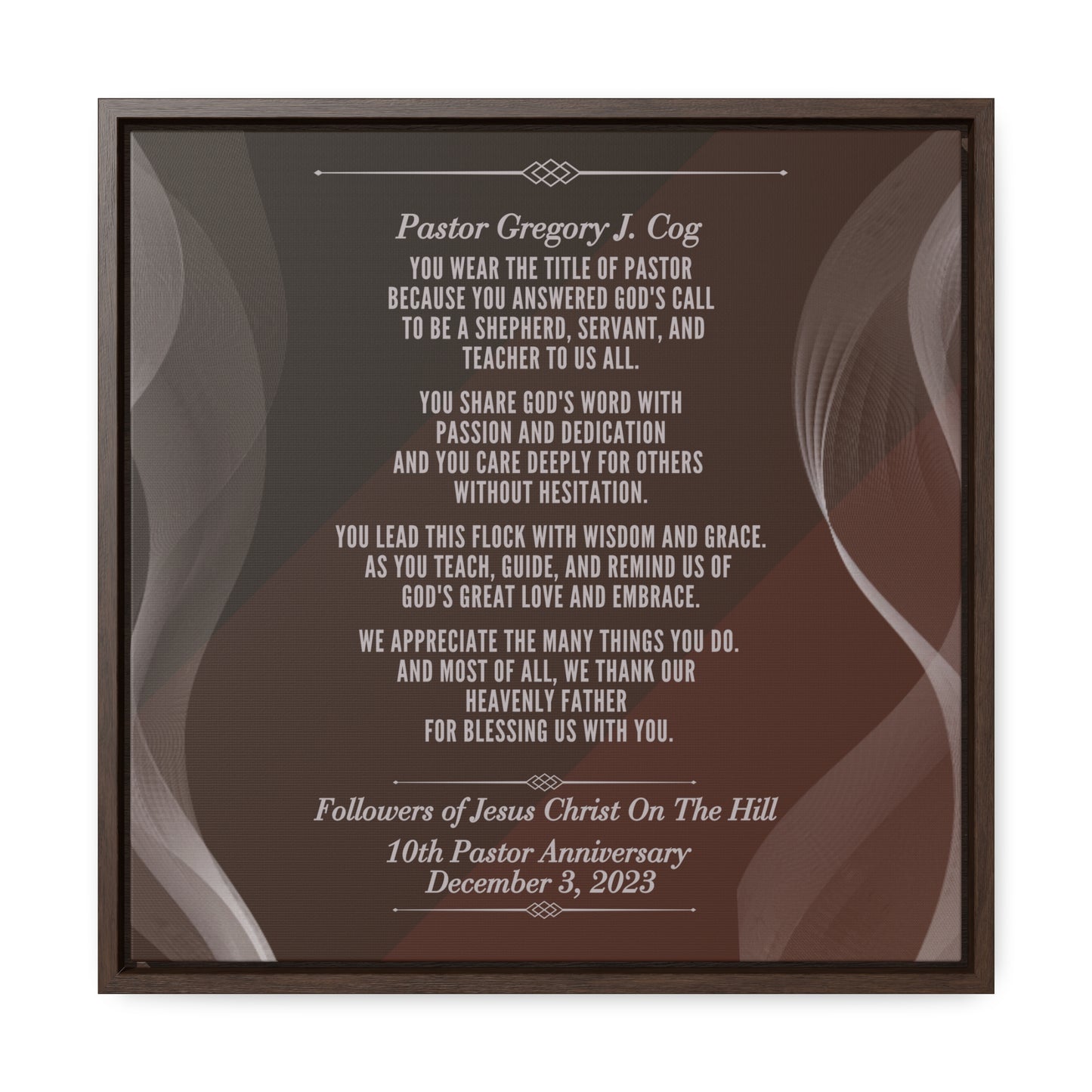 Pastor Appreciation Canvas Wrap Frame - You Wear The Title Of Pastor