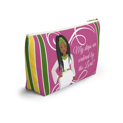 African American Accessory Bag - My Steps Are Ordered By The Lord, Christian Faith Inspired Pouch