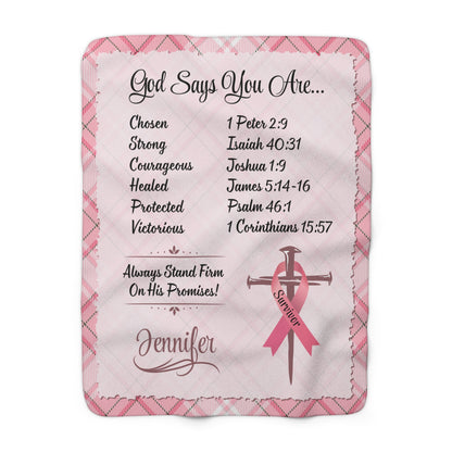 Personalized Breast Cancer Survivor God Affirmations Bible Verse Blanket