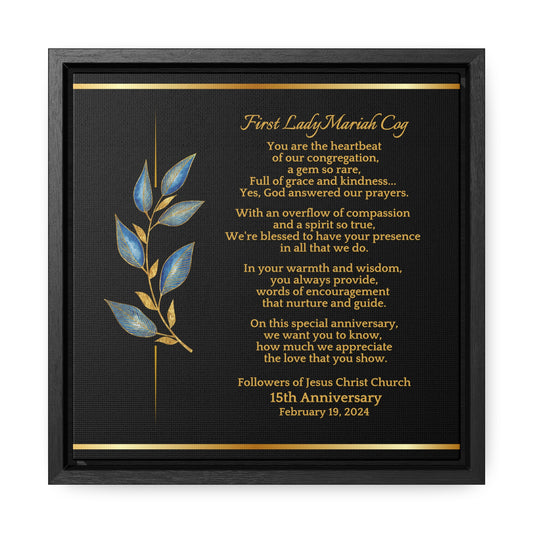 Pastor's Wife Church Anniversary Framed Canvas Wrap- Heartbeat