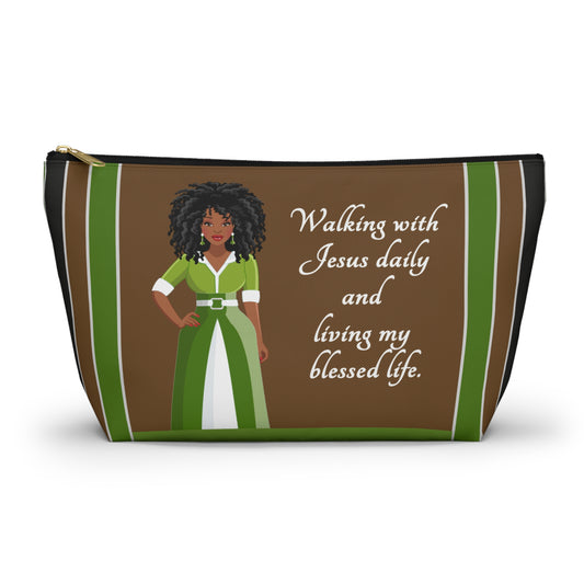 Walking With Jesus Daily - Living Blessed Life Accessory Pouch - African American