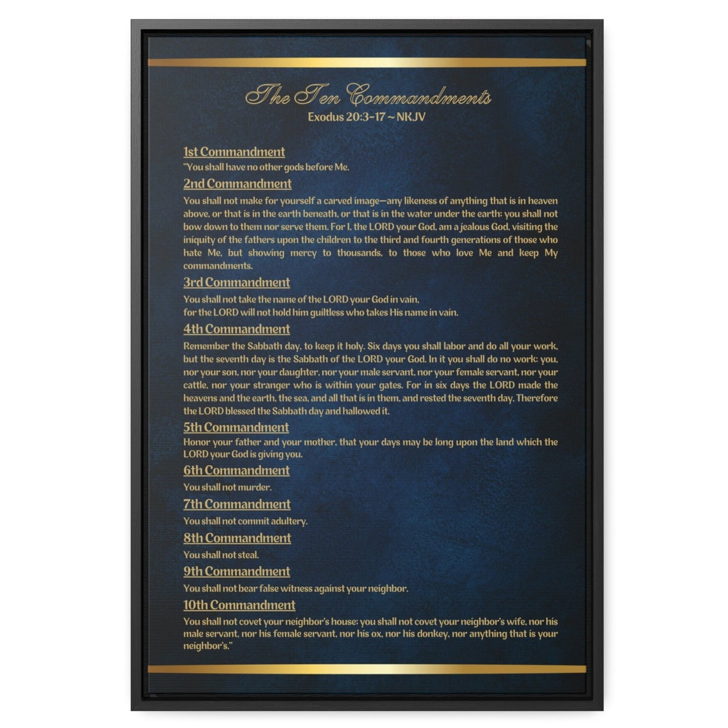 The Ten Commandments Wall Home Decor - Blue