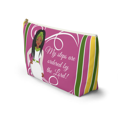 African American Accessory Bag - My Steps Are Ordered By The Lord, Christian Faith Inspired Pouch