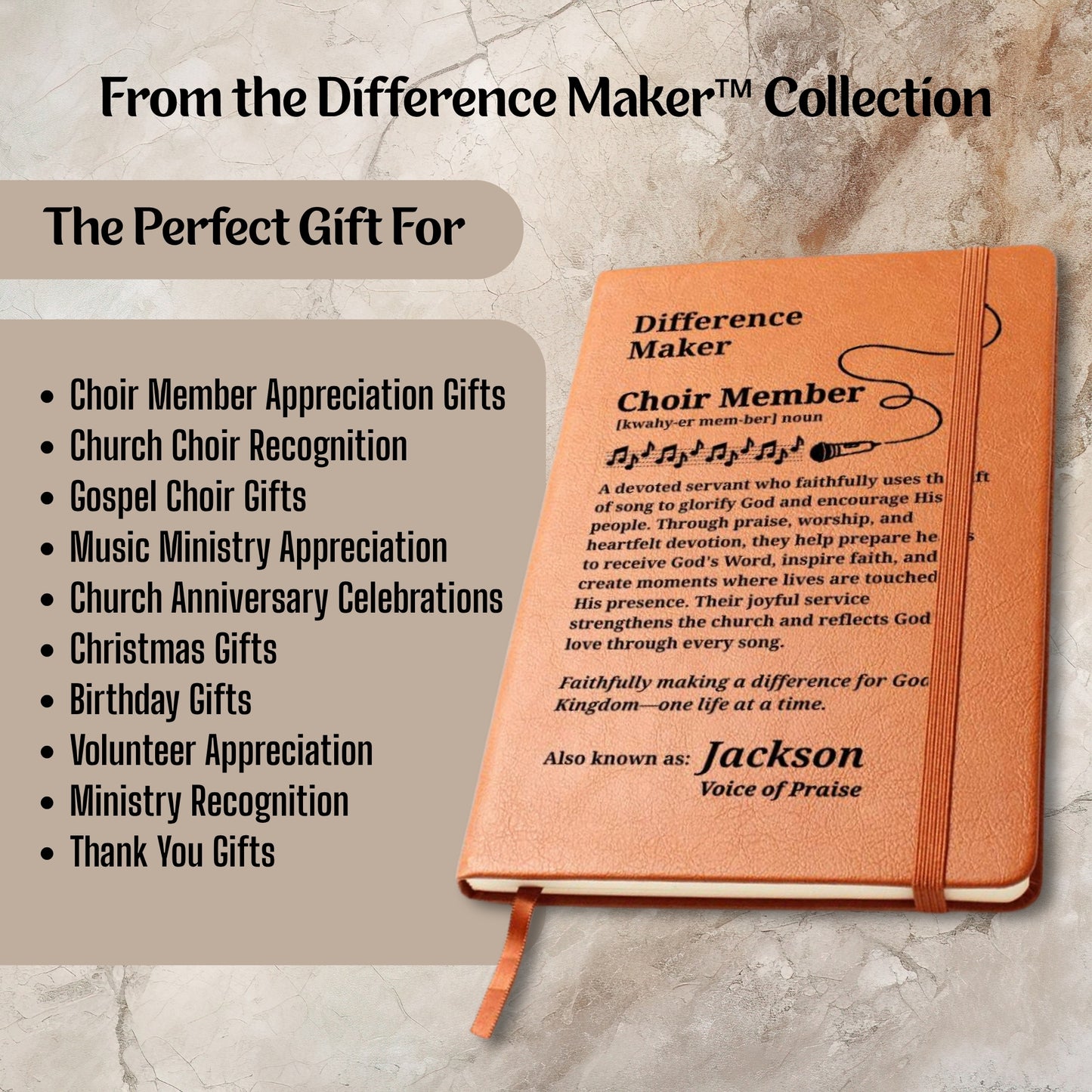 Difference Maker Choir Member Personalized Leather Journal