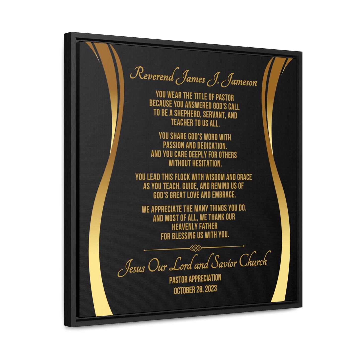 Custom Pastor Appreciation Poem Framed Canvas Wrap - Title Of Pastor