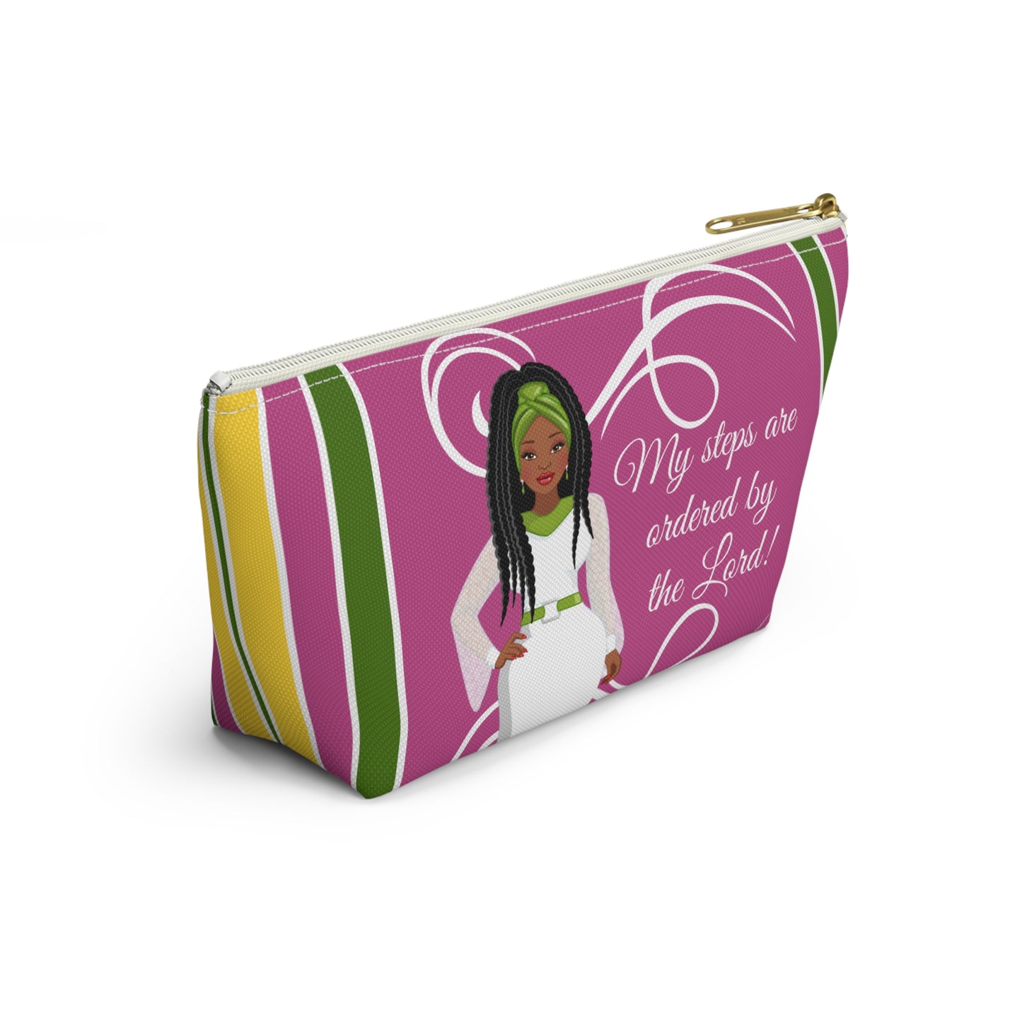 African American Accessory Bag - My Steps Are Ordered By The Lord, Christian Faith Inspired Pouch