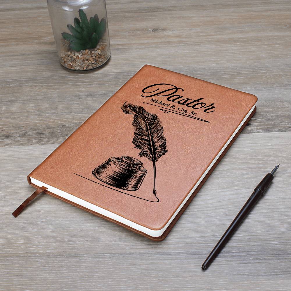 Personalized Pastor Vegan Leather Writing Journal For Sermon Notes