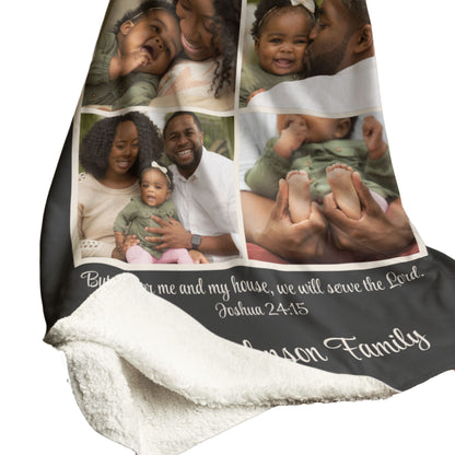 Personalized Photo Fleece Sherpa Blanket - Bible Verse Joshua 24:15