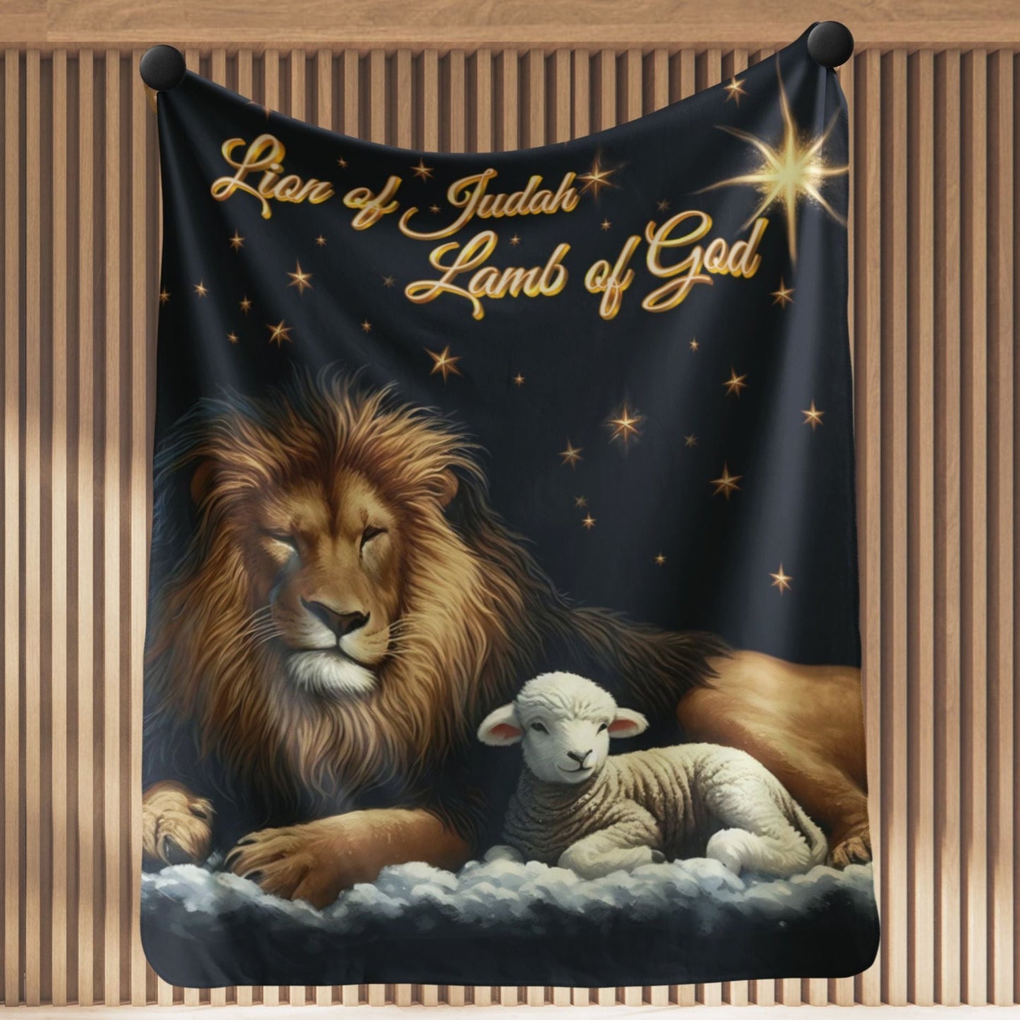 Lion of Judah Lamb of God Sherpa Blanket