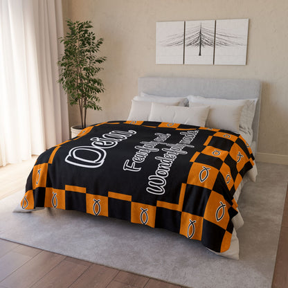 Personalized Wonderfully Made Sherpa Blanket -Black and Gold