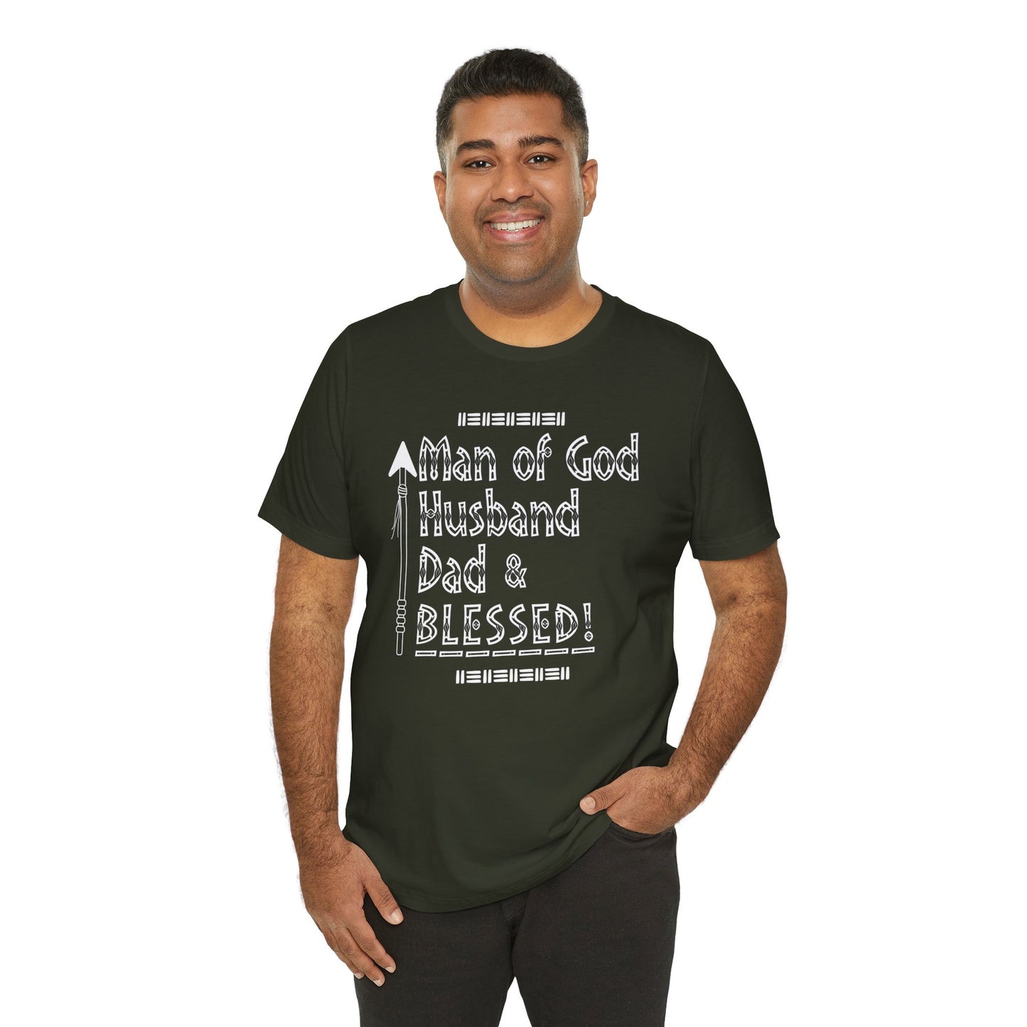 Man of God Husband Dad & Blessed Men's Father's Day Christian Faith T-Shirt