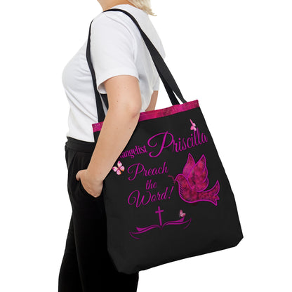 Personalized Women's Pastor Tote Bag - Preach The Word Christian Quote