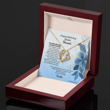 Personalized Auntie Forever Love Necklace Message Card - Gracefully Flowers