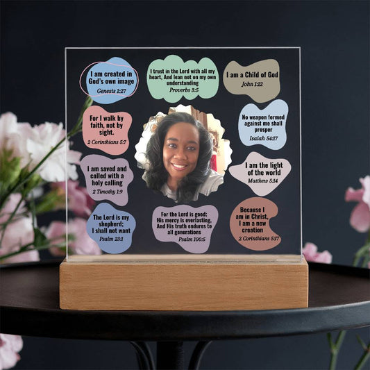 Christian Bible Verse Affirmations Desk Plaque - Personalized Acrylic Photo Plaque